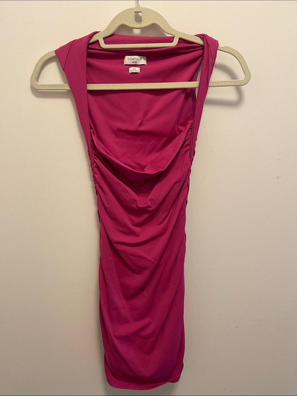 Aritzia Contour Draped Midi Dress in Fuchsia